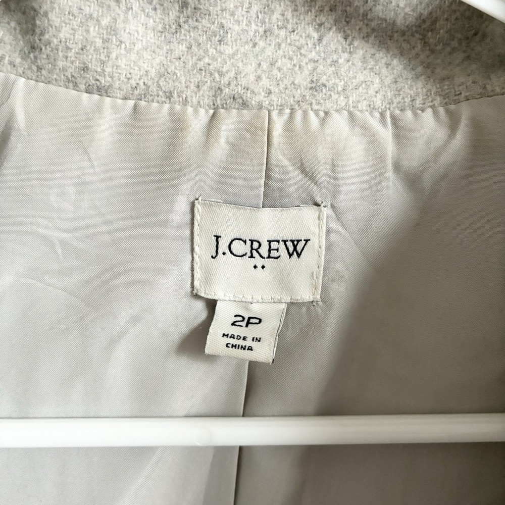 J Crew Factory City Coat Wool Blend Mid Length Zip Up Gray Womens Petite 2 XS - Picture 6 of 8